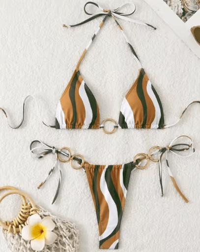 Neutral Striped Bikini - NIUQ NY